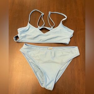 SHEIN Light Blue Girls Two-Piece Bikini Set